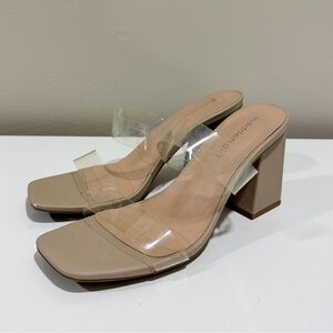 Madden Girl Jilian 2 Clear Strap Square Toe Block Heel Sandals Women Size 8